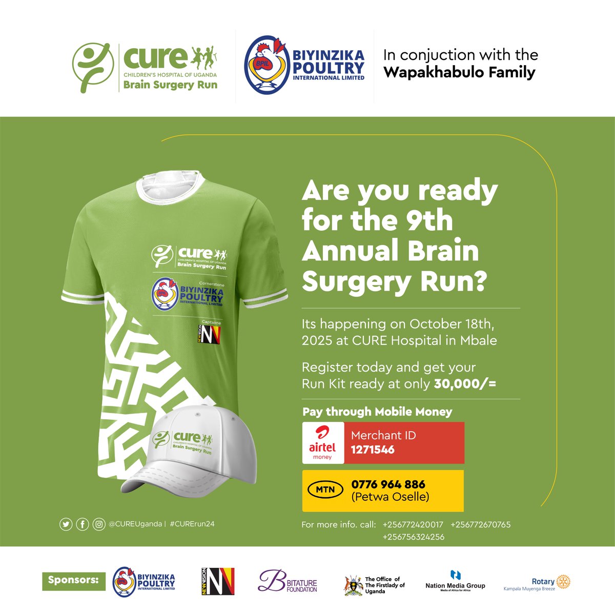 CUREuganda's tweet image. Are you ready for the 9th annual CURE Brain Surgery Run 2025?
Join us as we run to raise awareness and support life-saving brain surgeries for vulnerable children.
Click the link to register: bit.ly/3INP6MQ
#CURErun25 #9thEdition #CUREUganda #RunToSaveALife