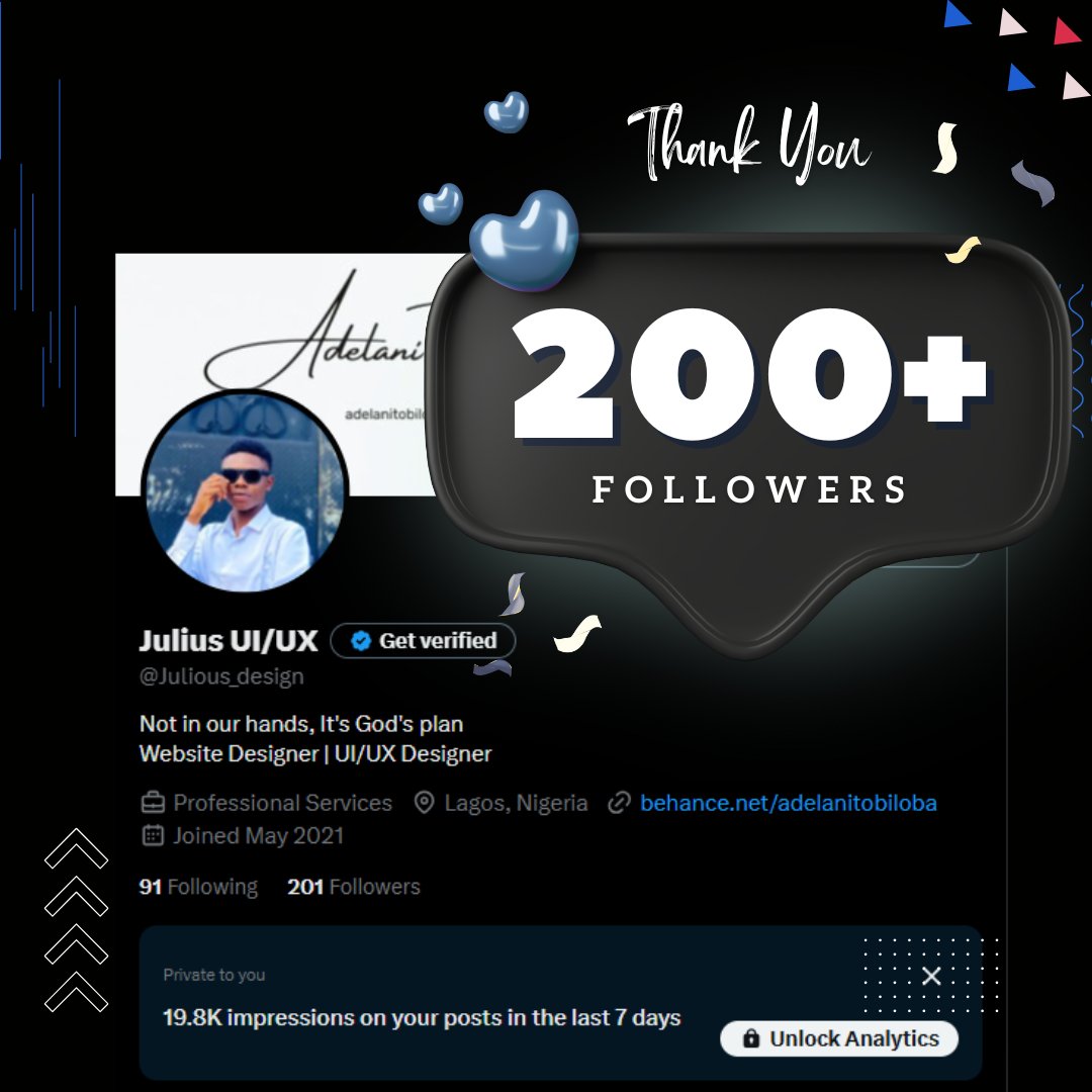 Julious_design's tweet image. Just hit 200+ followers on here! 🙌
Thank you to everyone supporting my journey
One design, one post, one connection at a time 💻❤️
Let’s keep growing ✨
#DesignJourney #ThankYou