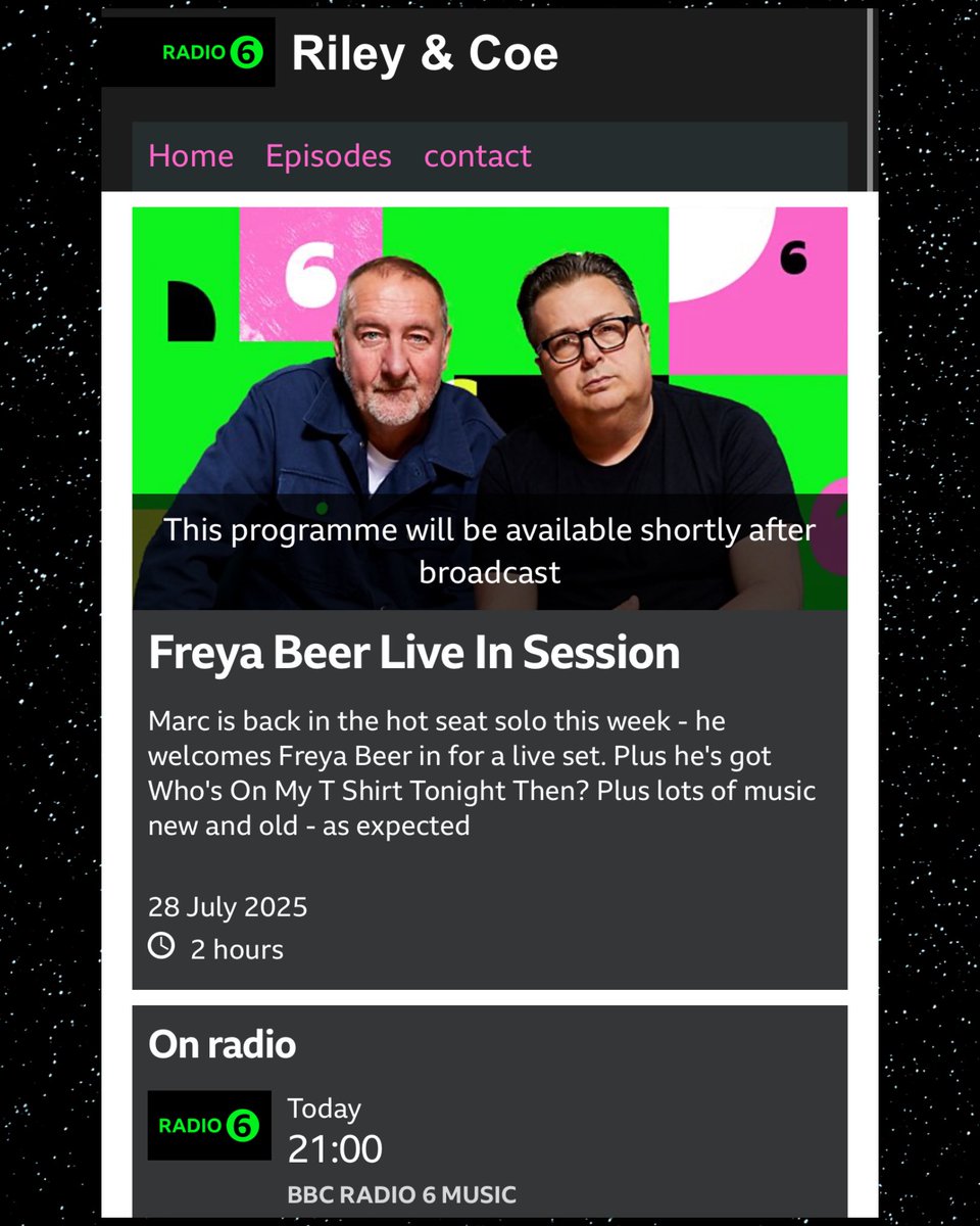 freyabeer's tweet image. Thank you @djdebgrant for playing CRY BABY on @laurenlaverne’s @BBC6Music show this afternoon!! Big love for building up the magical live session that’s happening TONIGHT from 9pm on @marcrileydj and Gideon Coe’s @bbc6music show 🪄🦹🏻‍♀️  Listen via bbc.co.uk/programmes/m00…
