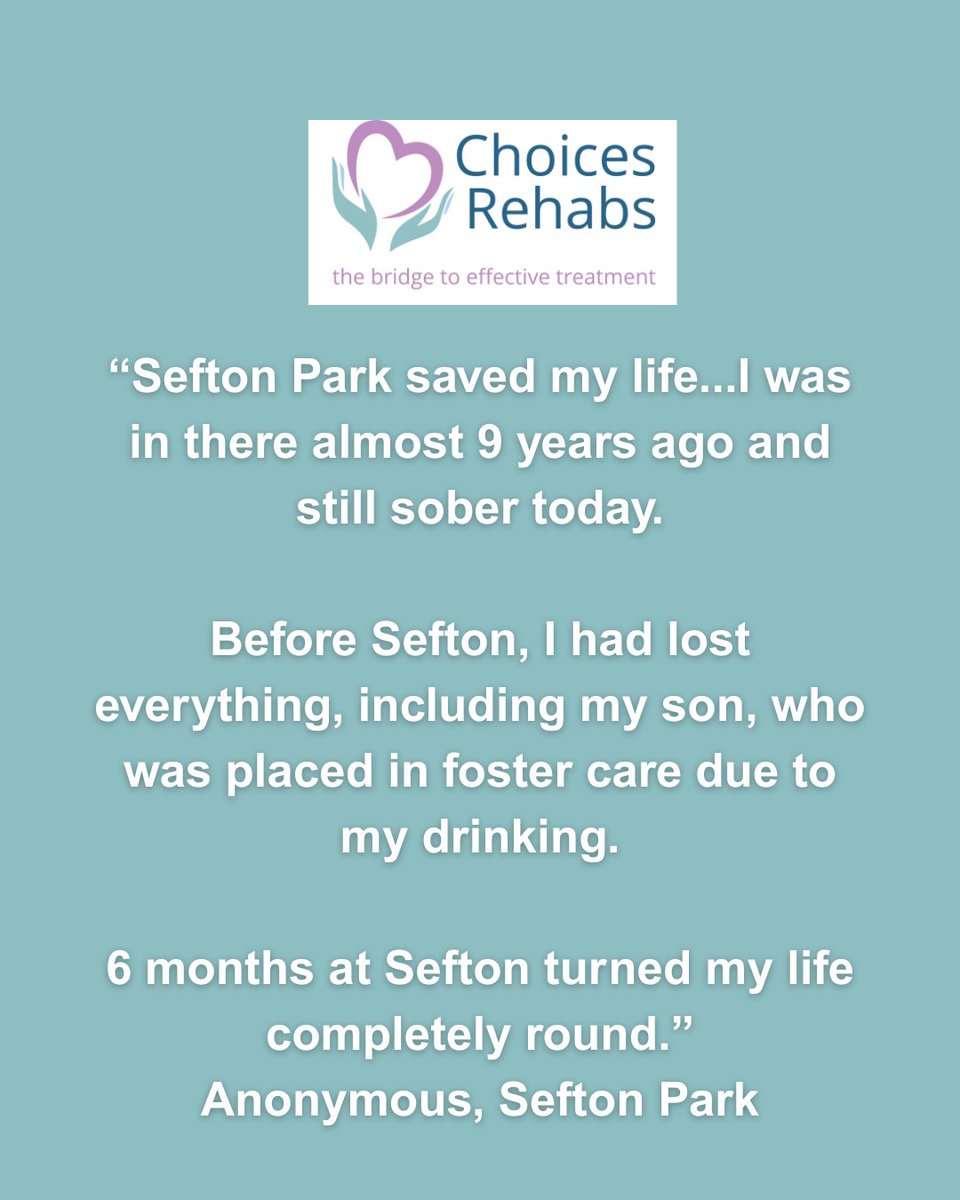 ChoicesRehabs's tweet image. “Sefton Park saved my life… I’ve been sober nearly 9 years.”

choicesrehabs.com
The Bridge to Effective Treatment

#LongTermRecovery #AlcoholSupport #SeftonPark #ChoicesRehabs #SummerSobriety #RecoveryIsPossible #AddictionAwareness #UKRehab #YouAreNotAlone
