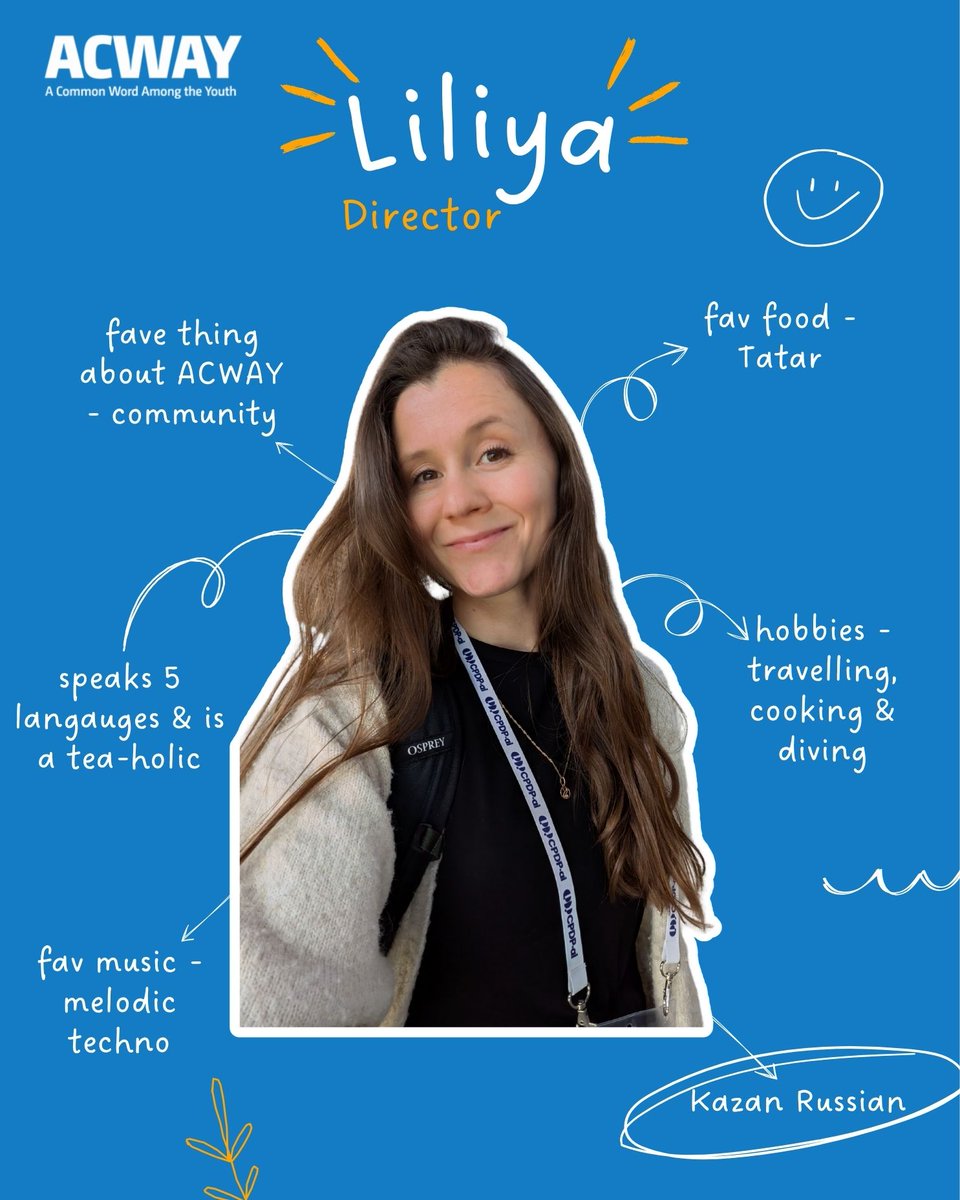 ACWAYProject's tweet image. Over the next two weeks, we’ll be introducing our team who have been working tirelessly behind the scenes to organise the G20 Youth Interfaith Forum 2025! 🌍

First up is our Director - Liliya Khasanova!

#YIF20 #10YearsofACWAY #UbuntuInAction #InterfaithDialogue #IF20SouthAfrica