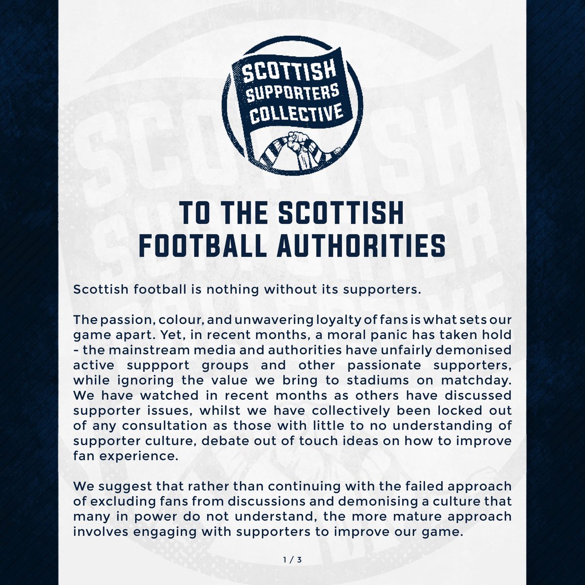 NCCeltic's tweet image. Engage with supporters to improve our game.
Follow @ScotSupporters to keep updated on attempts to protect and improve the supporter experience in Scottish football.