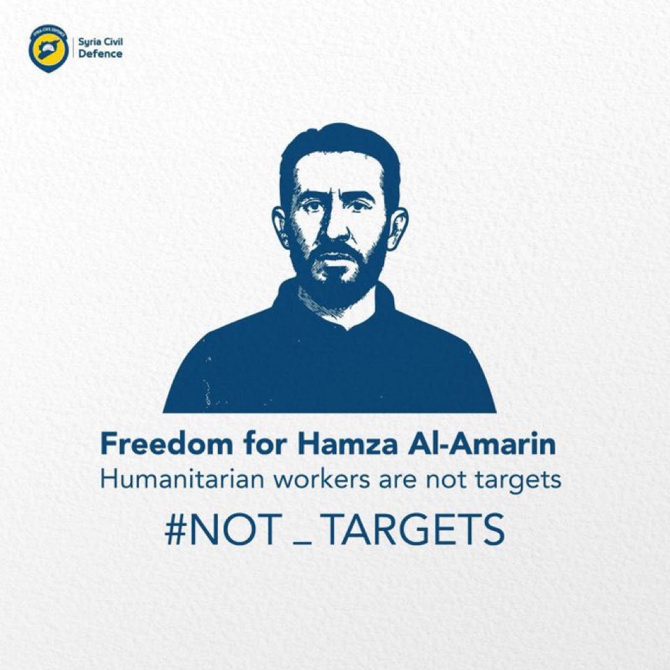 Freedom for Hamza Al-Amarin, a member of the Syrian Civil Defense, who was kidnapped by the armed militias of the ruling of Al-Hijri in the city of Sweida

Humanitarian workers are not a target