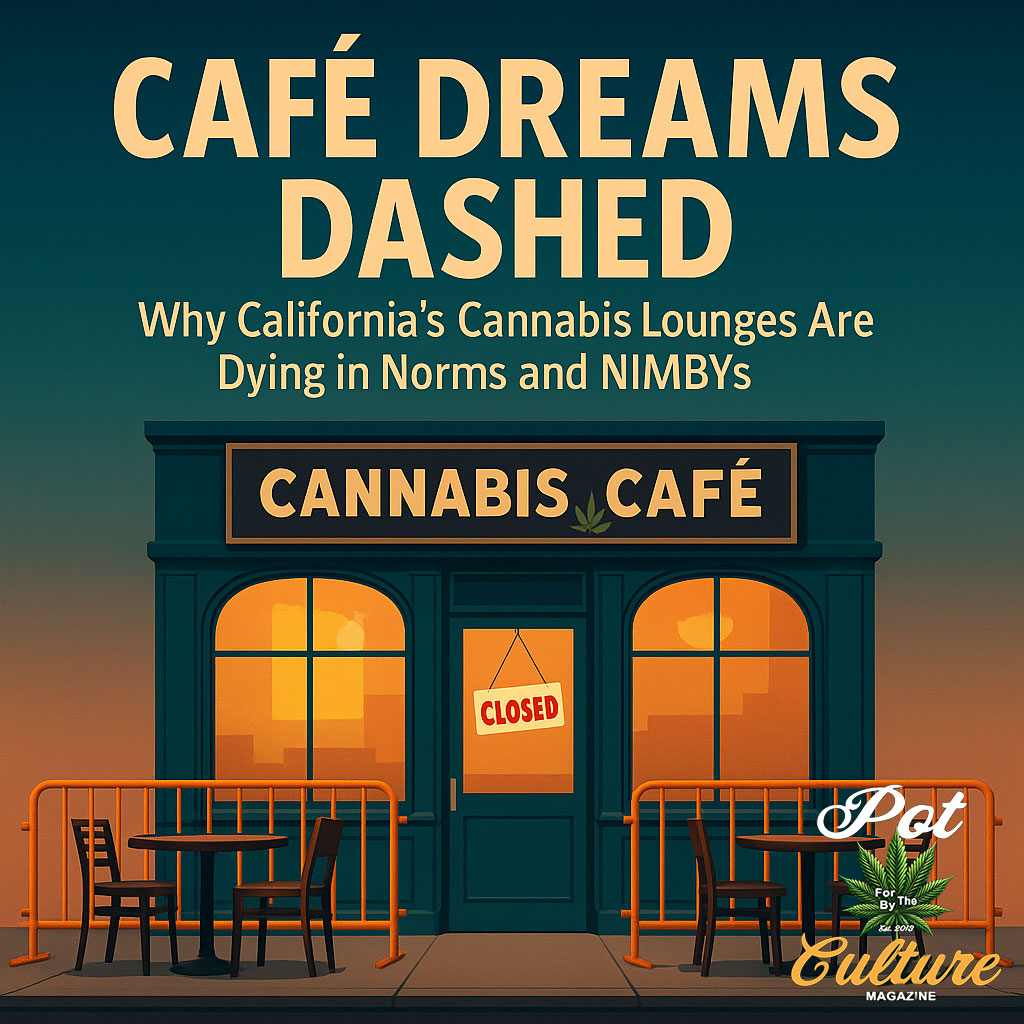 PotCultureMag's tweet image. Café Dreams Dashed: Why California’s Cannabis Lounges Are Dying in Norms and NIMBYs. Legalization met its match in red tape and fear. Read the full story: wp.me/pflf86-2AN
#PotCultureMagazine #420Community #CannabisCulture #Cannabis #California #WeedCafe #WeedLife #Lounges