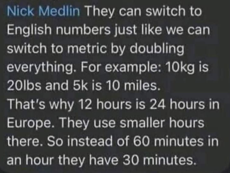 I present to you, the American Education System. Here, discussing Imperial vs Metric.