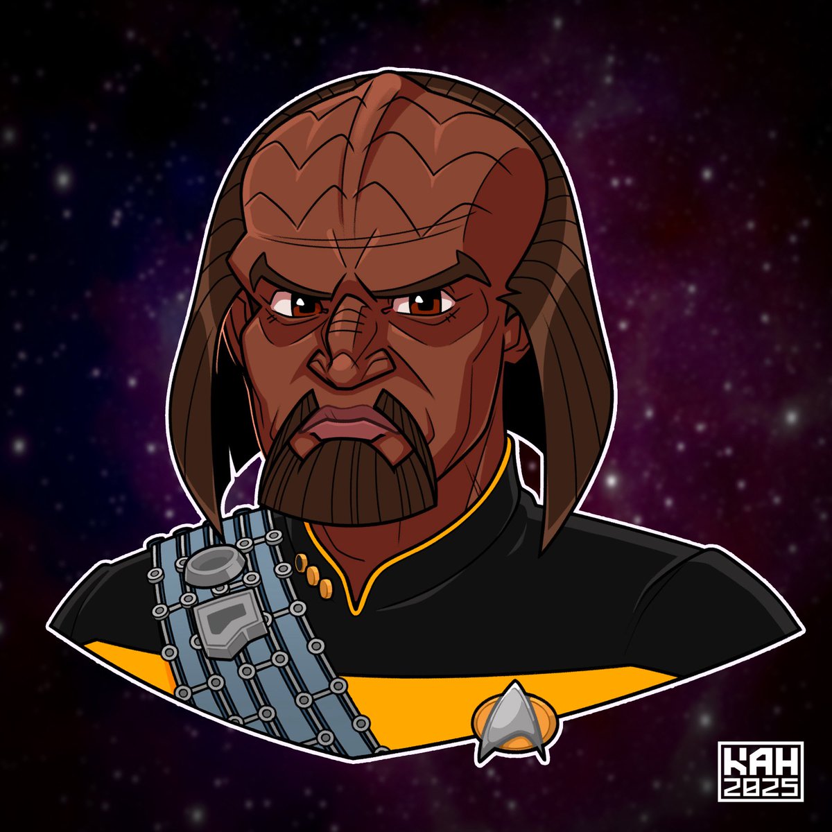 MrHinkleDraws's tweet image. Took a piece of art from 2019 and gave it another pass! 💫 I love seeing how my approach / skill set has evolved over time. Lt. Cmdr. #Worf of #StarTrek #TheNextGeneration
#MrHinkleDraws #Art #FanArt #Cartoon #CharacterDesign #Trekkie #Trekker #StarTrekTNG #Klingon