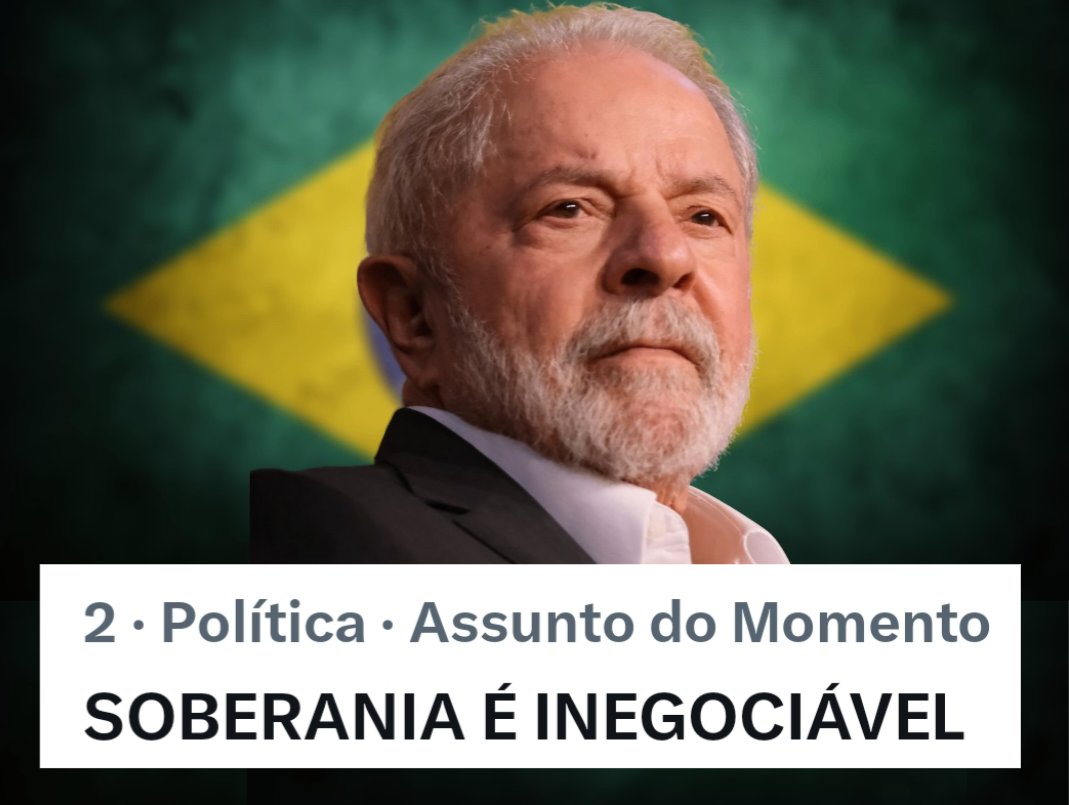 Já estamos no #2
Quantos comentários eu consigo aqui pra subir pro #1?

SOBERANIA É INEGOCIÁVEL
