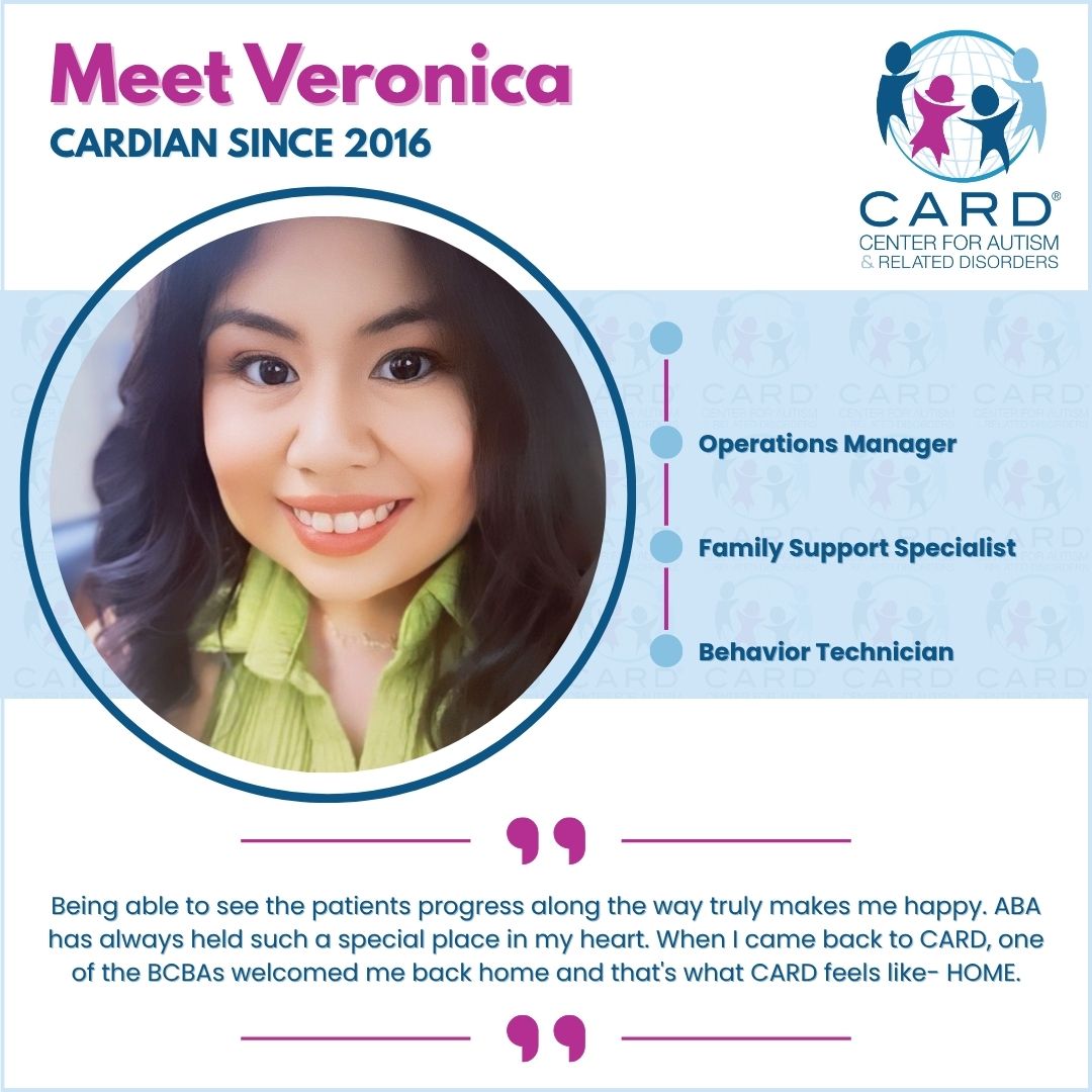 centerforautism's tweet image. At the heart of CARD’s success are team members like Veronica.
We're grateful to have you as part of our journey, thank you for everything you do! 💙

#TeamCARD #InspiringGrowth #ABATherapyWorks #DrivenByPurpose #EmployeeAppreciation #MakingADifferenceDaily #CARDCommunity