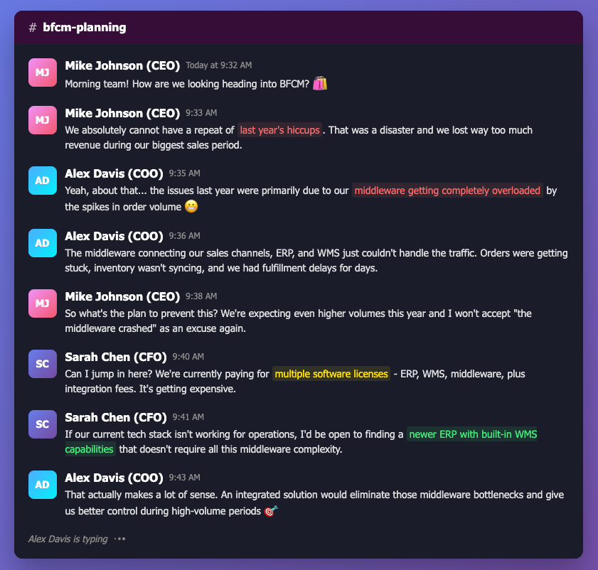 “Are we ready for BFCM?”

That one Slack ping that separates chaos from control.

Your tech stack should enable ops, not slow it down.

Don’t wait until November to find out.