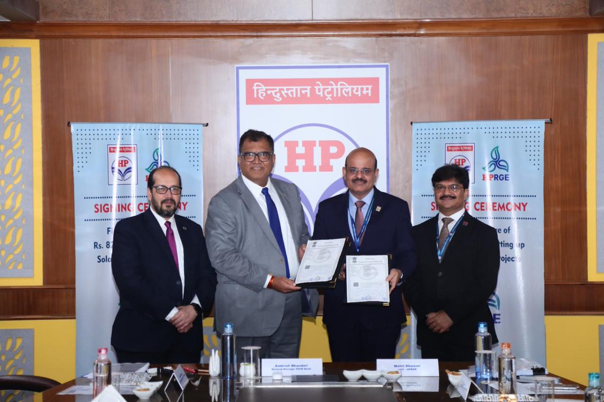 Fueling India’s green ambitions.  We have extended a ₹ 3,500 crore term loan to HPCL Renewable and Green Energy Ltd. (HPRGE) to support Phase 1 and 2 of their renewable energy project.  The financing agreement for Phase 1 was formalised today in New Delhi in the presence of
