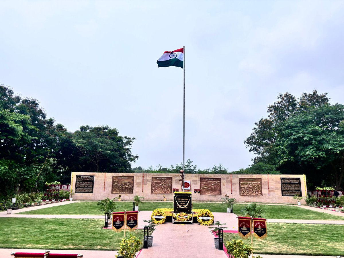 KonarkCorps's tweet image. “Saluting Courage, Honouring Victory”

‘Wreath Laying Ceremony’ in honour of #Bravehearts of #OperationVijay &amp;amp; ‘Tree Plantation Drive’ as a commitment for #GreenFuture marked inauguration of ‘Dhrangadhra War Memorial’.

#GoldenKatarDivision
#KargilVijayDiwas2025

@adgpi