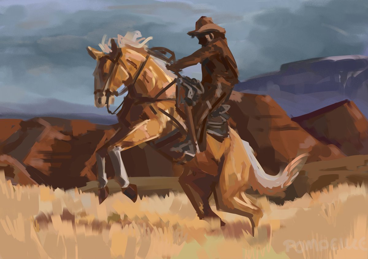 pompeike's tweet image. It&apos;s been a while since I&apos;ve drawn cowboys 😶‍🌫️