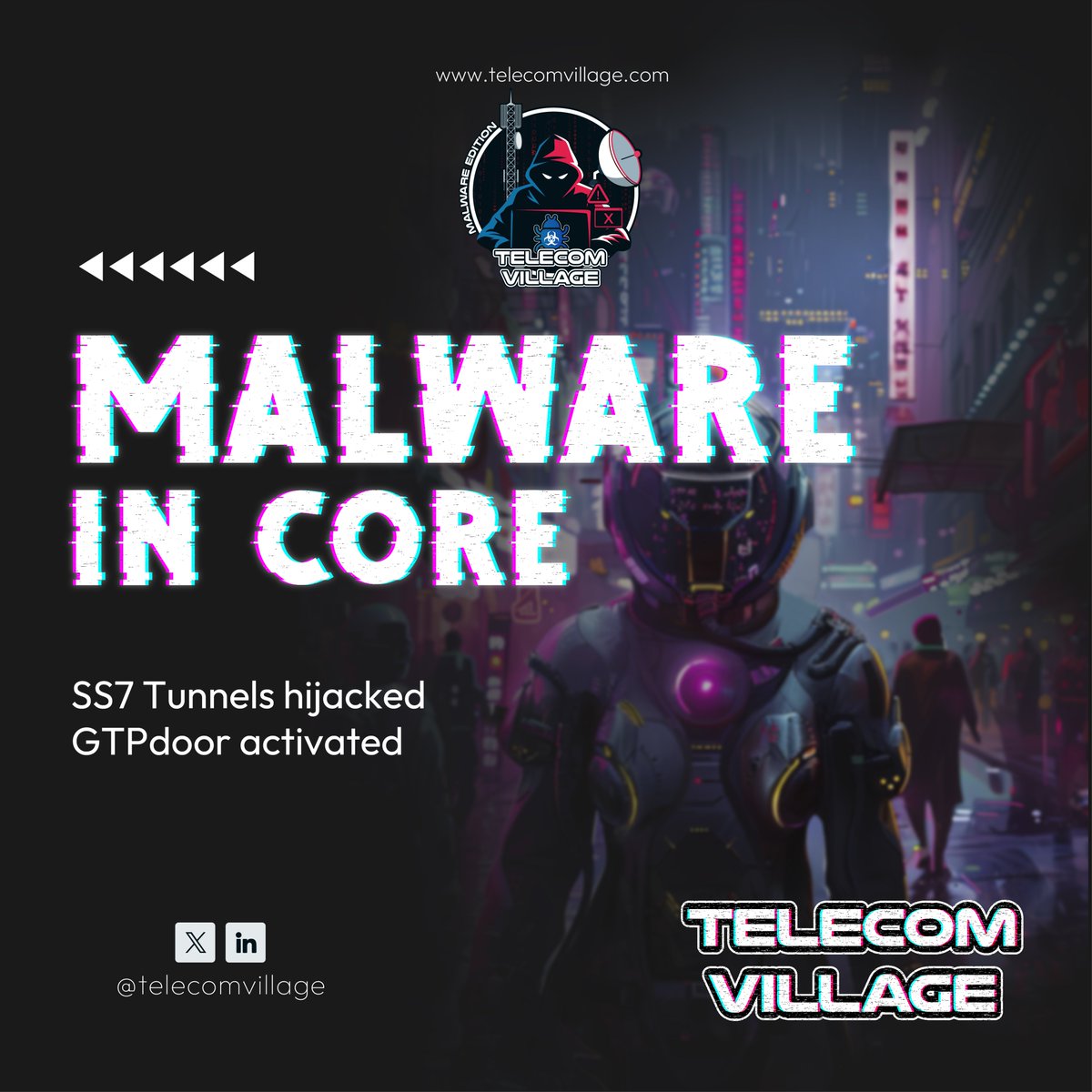 TelecomVillage's tweet photo. Breaking the Backbone
Ever wonder what happens when the pipes themselves get poisoned?
SS7 tunnels hijacked. GTPdoor activated.
Malware is riding the core.
Workshop incoming.
#TelecomVillage #MalwareEdition #DEFCON33 #SS7 #GTP #HackTheSignal https://t.co/uJ5GVrzmGe
