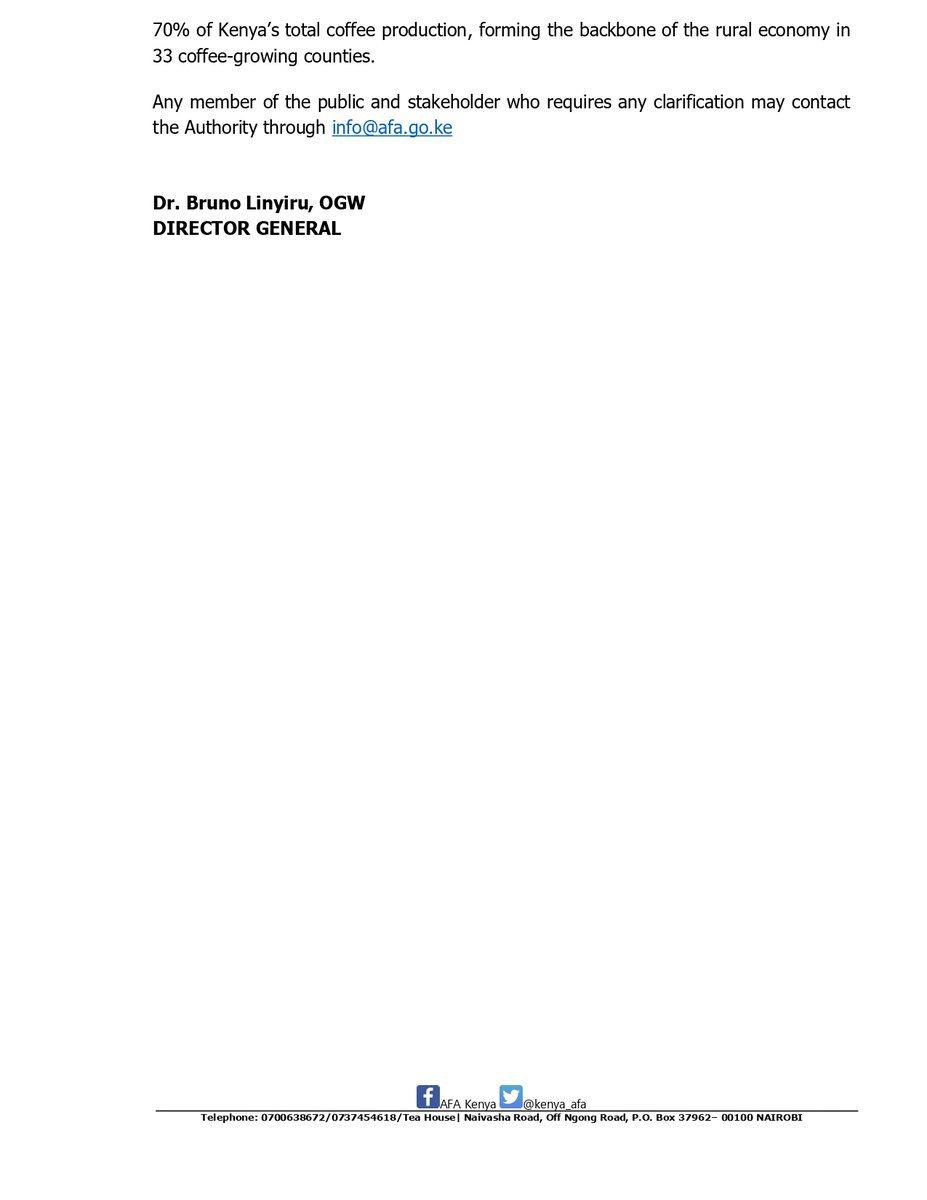 For Immediate Release

STATUS ON IMPLEMENTATION OF THE EUROPEAN UNION DEFORESTATION REGULATIONS (EUDR) IN KENYA