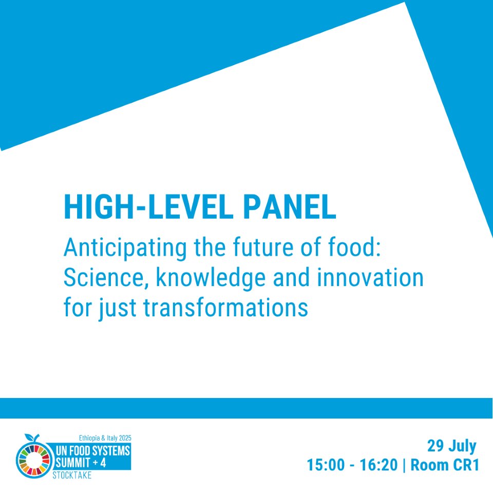 FAO Chief Scientist (@faosciencechief) on Twitter photo 📢 Join us tomorrow at #UNFSS+4!
High-Level Panel: "Anticipating the future of food: Science, knowledge & innovation for just transformations."
Featuring <a href="/UN/">United Nations</a>, <a href="/UN_CFS/">CFS</a>, <a href="/FoodSystems/">UN Food Systems Coordination Hub</a>, <a href="/CGIAR/">CGIAR</a>, <a href="/hlpe_cfs/">HLPE-FSN</a>, <a href="/SUN_Movement/">Scaling Up Nutrition (SUN) Movement</a> + leaders & experts.
📺 shorturl.at/gPUZt 📢 Join us tomorrow at #UNFSS+4!
High-Level Panel: "Anticipating the future of food: Science, knowledge & innovation for just transformations."
Featuring <a href="/UN/">United Nations</a>, <a href="/UN_CFS/">CFS</a>, <a href="/FoodSystems/">UN Food Systems Coordination Hub</a>, <a href="/CGIAR/">CGIAR</a>, <a href="/hlpe_cfs/">HLPE-FSN</a>, <a href="/SUN_Movement/">Scaling Up Nutrition (SUN) Movement</a> + leaders & experts.
📺 shorturl.at/gPUZt