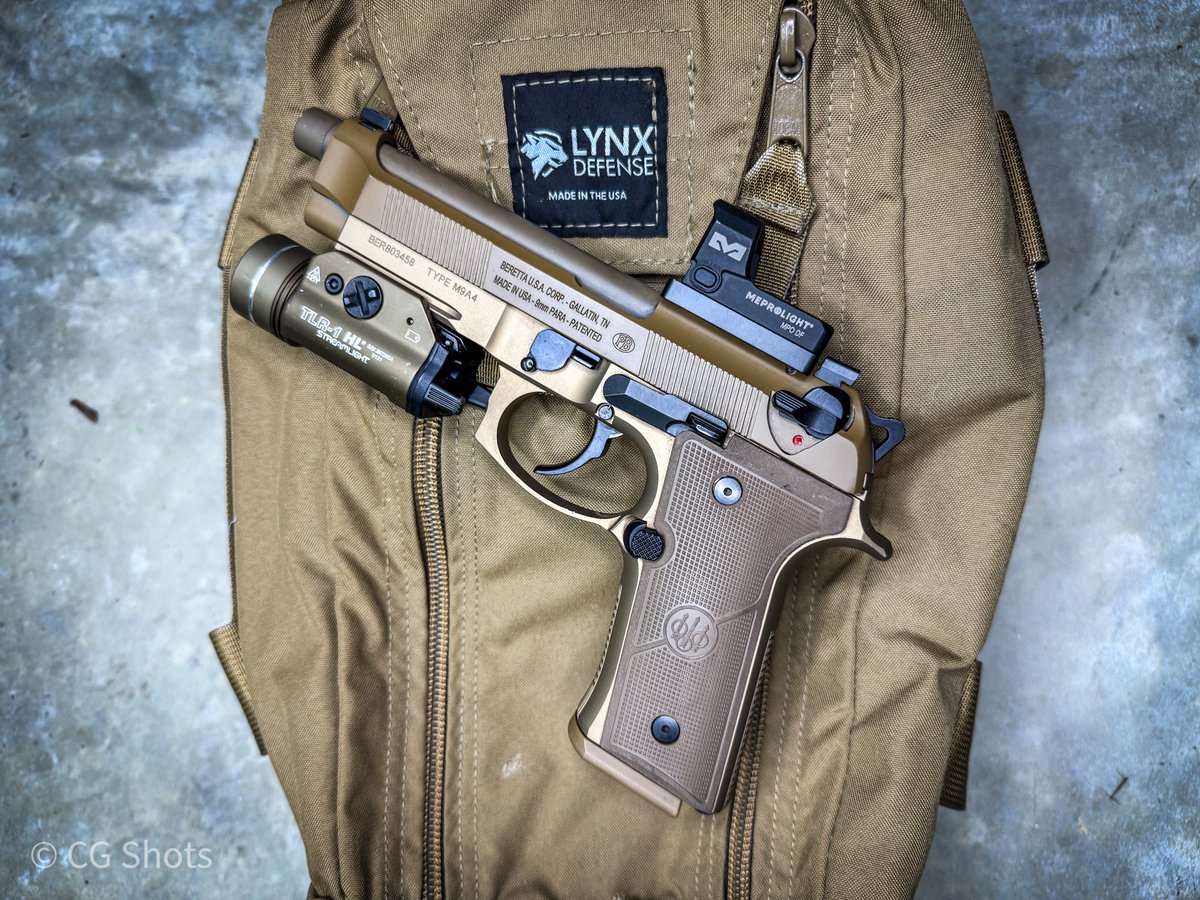 christian_grest's tweet image. A little change to my @beretta_usa M9A4. Added the @meprolight MPO DF optic. The Beretta’s optic mounting system sits really high, so this optic seems to work very well. And because I love tan… a TLR-1HL and @lynxdefense pistol bag in Coyote tan. #beretta #m9a4 #fde #coyote…