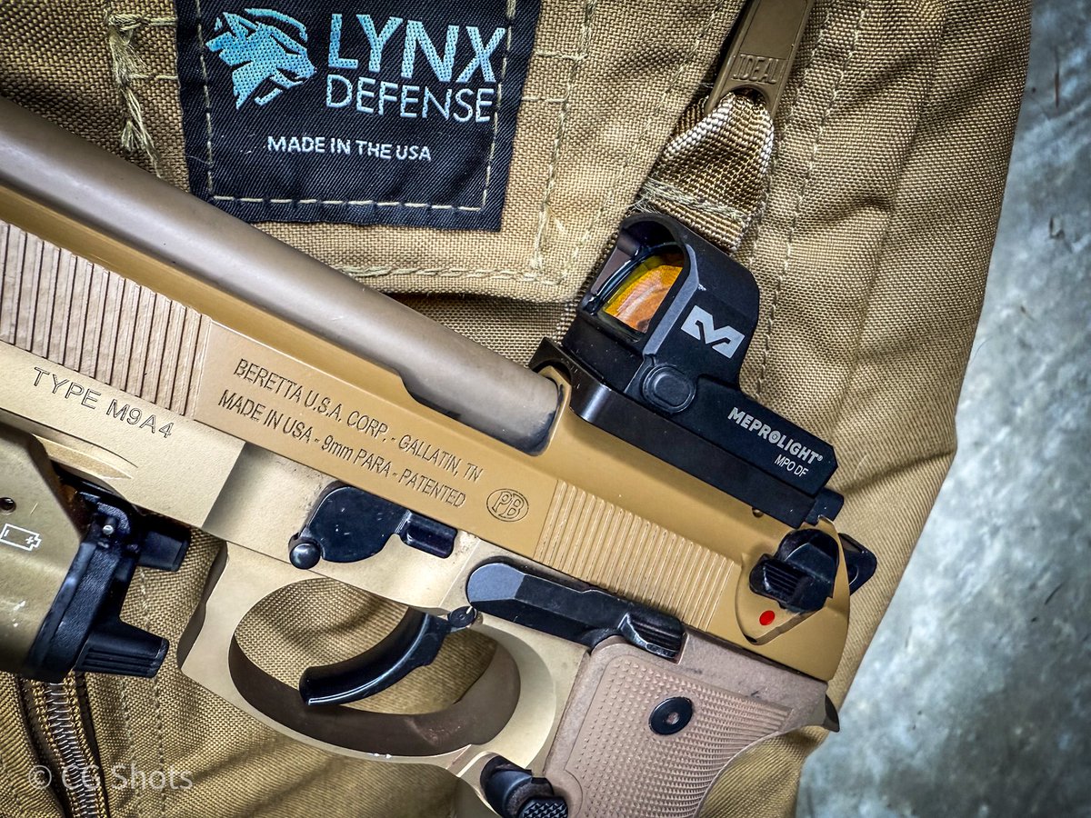 christian_grest's tweet image. A little change to my @beretta_usa M9A4. Added the @meprolight MPO DF optic. The Beretta’s optic mounting system sits really high, so this optic seems to work very well. And because I love tan… a TLR-1HL and @lynxdefense pistol bag in Coyote tan. #beretta #m9a4 #fde #coyote…