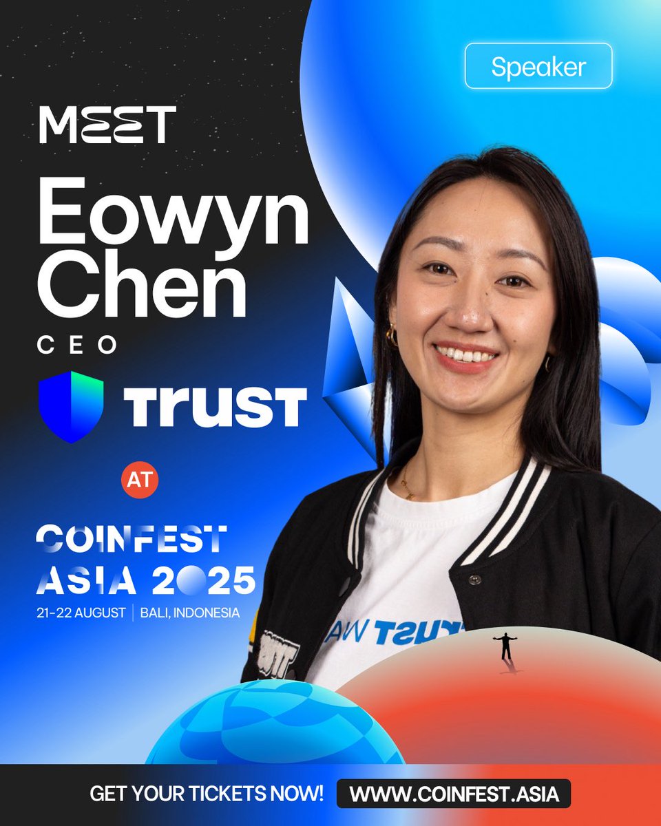 Trust Wallet (@trustwallet) on Twitter photo Our CEO <a href="/EowynChen/">Eowync.eth</a> is hitting the stage at <a href="/CoinfestAsia/">Coinfest Asia</a> 2025, August 21-22. 🇮🇩
We’re also teaming up with <a href="/SuiNetwork/">Sui 「🦑」</a> & <a href="/MantaNetwork/">Manta Network (🔱,🔱)</a> for a meetup you won’t want to miss. See you in Bali 👇
lu.ma/bglpml04 Our CEO <a href="/EowynChen/">Eowync.eth</a> is hitting the stage at <a href="/CoinfestAsia/">Coinfest Asia</a> 2025, August 21-22. 🇮🇩
We’re also teaming up with <a href="/SuiNetwork/">Sui 「🦑」</a> & <a href="/MantaNetwork/">Manta Network (🔱,🔱)</a> for a meetup you won’t want to miss. See you in Bali 👇
lu.ma/bglpml04