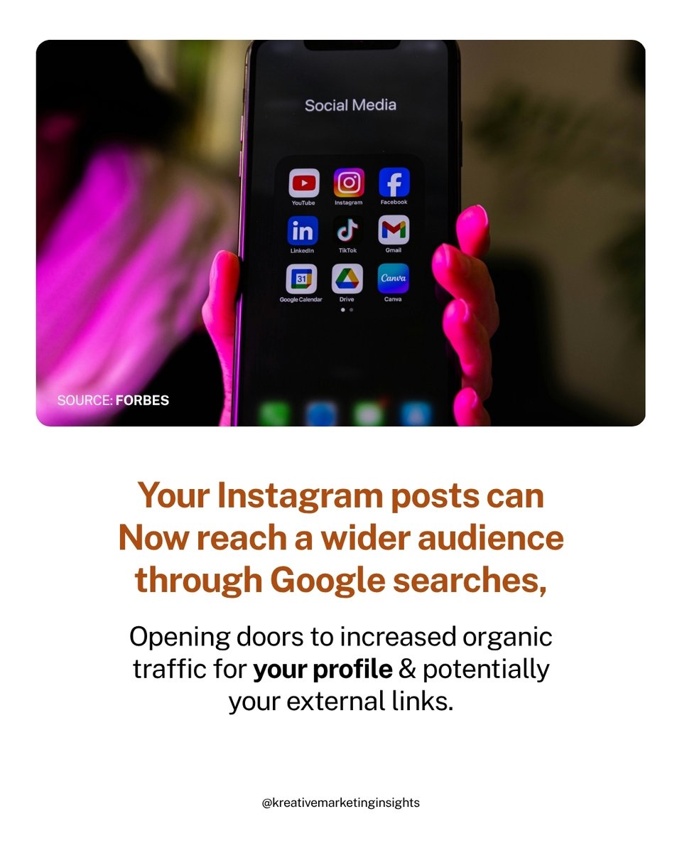 KreativeDigiMkg's tweet image. Google now indexes Instagram profiles—yes, your IG could show up in search results. Big shift for discoverability. Are you ready?
#SocialMediaNews #DigitalUpdate #KreativeMarketingInsights #AtlantaSEOagency
