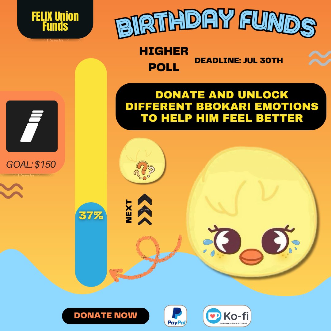 FELIXUnionFunds's tweet image. 🎁 #FELIX Birthday Funds
⌛️HIGHER: D-1🚨
🎯$150 (37%)
Donate & unlock different Bbokari emotions & help him feel better
Paypal:paypal.com/paypalme/felix…
Ko-fi:ko-fi.com/felixunionfunds
Every contribution matters! Your support is always appreciated🙏
#李龙馥 #필릭스 #フィリックス