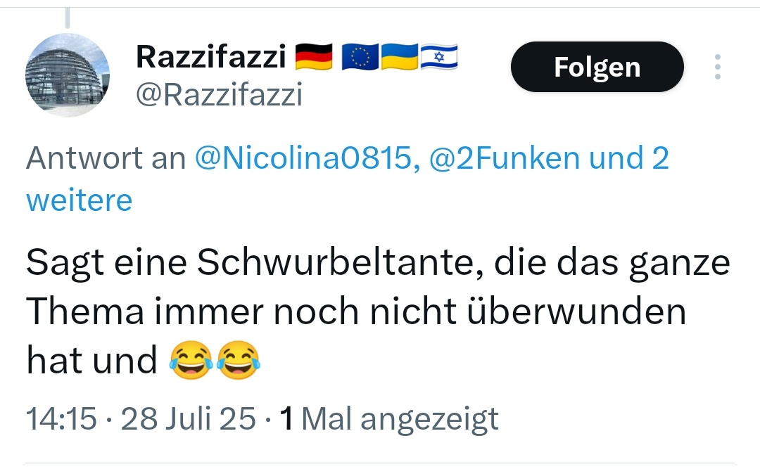 Und razzifazzi hat mich dieser Account geblockt.
Leute gibt es ...