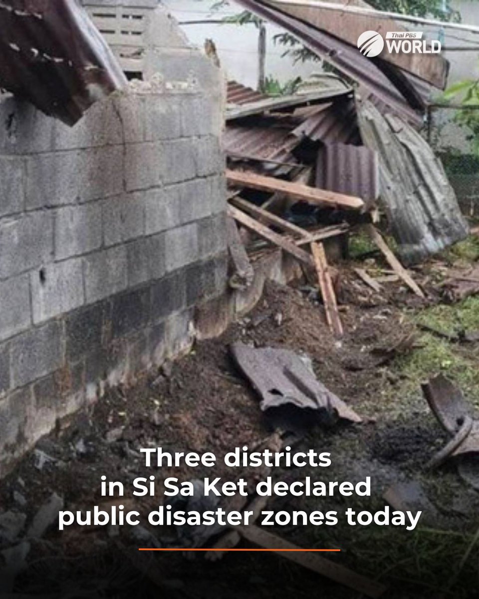ThaiPBSWorld's tweet image. The Si Sa Ket provincial administration has declared Kantharalak, Phu Singh and Khun Han districts to be public disaster zones, as a direct result of the ongoing armed dispute between Thailand and Cambodia.

The designation will facilitate the provincial administration in the…