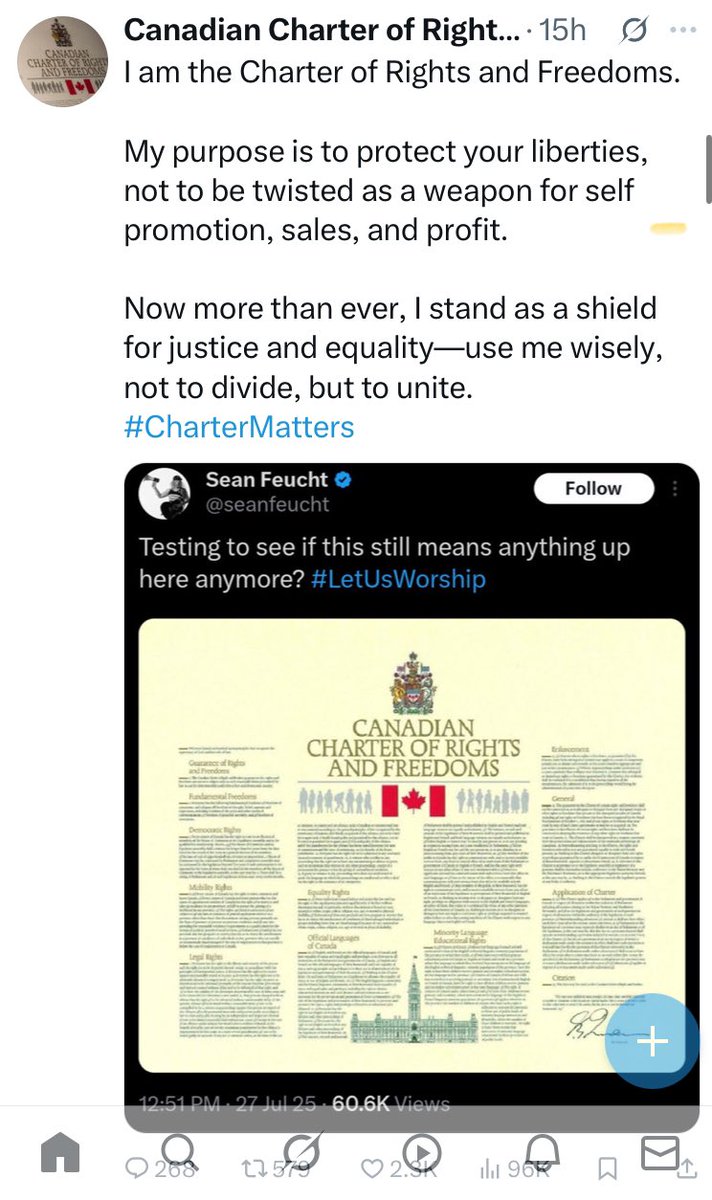 towhey's tweet image. NO. YOU ARE NOT the Charter of Rights and Freedoms.

You are some opinionated wing nut with a fetish for shouting into the void.

Just like the rest of us.

Unlike the best of us you don’t have the balls to use your name.