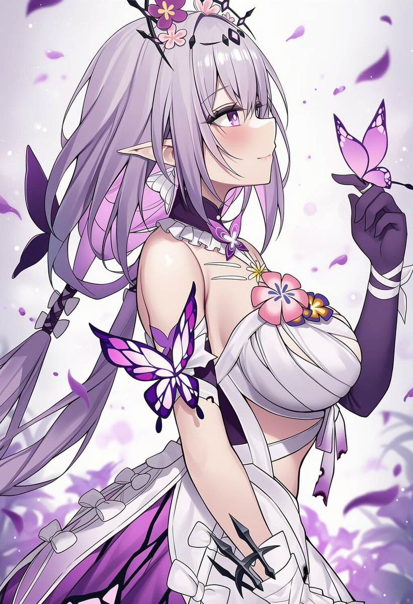 Fobing0715's tweet image. 静かな月の夜に、蝶たちは彼女の周りで踊る。
ま
#AIイラスト