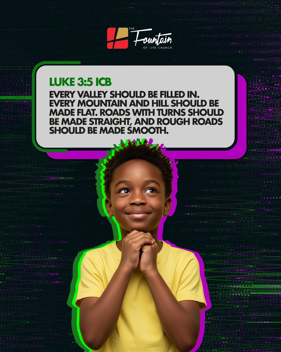 TFOLC's tweet image. PROMISE OF THE WEEK — LUKE 3:5 NKJV
Luke 3:5 is not just a promise — it is a declaration of victory. Our God is actively moving in your story: filling the empty places, removing the barriers, straightening the confusion, and smoothing the struggles.
This is the God we serve!…