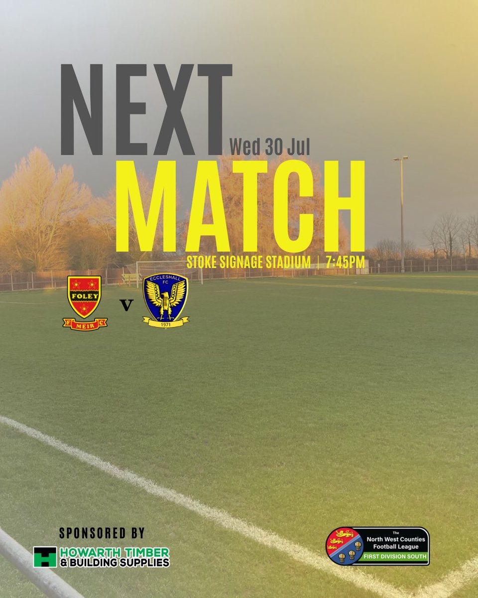 Foley Meir FC (@foley_fc) on Twitter photo THE TOUR BEGINS… ON THE ROAD!
🚌 FIRST AWAY DAY of the 2025/26 Season!🔥
🆚 <a href="/EccleshallFC/">Eccleshall FC</a>
📅 Wednesday 30th July 2025
🕗 7:45 PM KO
🏟 Stoke Signage Stadium
🎟️ £7 Adults, £5 Concessions, Under 16’s admitted free with a paying adult
We hit the road for our first away fixture THE TOUR BEGINS… ON THE ROAD!
🚌 FIRST AWAY DAY of the 2025/26 Season!🔥
🆚 <a href="/EccleshallFC/">Eccleshall FC</a>
📅 Wednesday 30th July 2025
🕗 7:45 PM KO
🏟 Stoke Signage Stadium
🎟️ £7 Adults, £5 Concessions, Under 16’s admitted free with a paying adult
We hit the road for our first away fixture