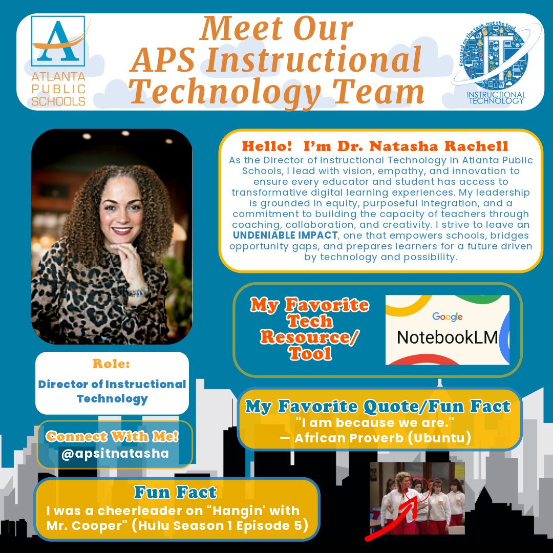 APS IT Department (@apsinstructtech) on Twitter photo Leading our team is <a href="/apsitnatasha/">Dr. Natasha Rachell</a>, Director of #InstructTech! A passionate educator and expert instructional designer, she's committed to fostering quality relationships and empowering our schools. Her leadership is key to our #UndeniableImpact! <a href="/apsupdate/">ATL Public Schools</a> Leading our team is <a href="/apsitnatasha/">Dr. Natasha Rachell</a>, Director of #InstructTech! A passionate educator and expert instructional designer, she's committed to fostering quality relationships and empowering our schools. Her leadership is key to our #UndeniableImpact! <a href="/apsupdate/">ATL Public Schools</a>