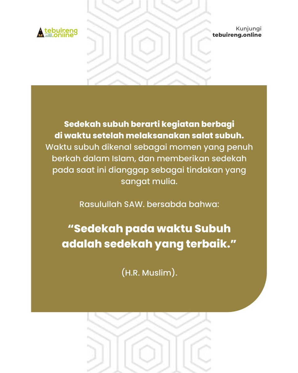 tebuirengonline's tweet photo. Sinonim rapi adalah selia
Ada di KBBI sejak sedia kala
Sedekah di hari Jumat adalah amalan mulia
Yang mampu melipatgandakan jumlah pahala. https://t.co/dUt5LXbotz