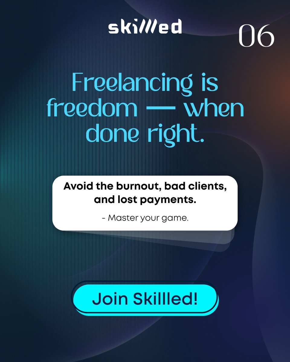 skillledjobs's tweet photo. Freelancing without a strategy = chaos.
It’s not just about the work.
It’s how you manage it.
Be clear. Be intentional. Be Skillled.
.
.
.
.
#FreelanceLife #Skillled #FreelancingMyths #FreelanceLife #SkillledPlatform #FutureOfWork #FreelancerTips https://t.co/izG03wIBT9