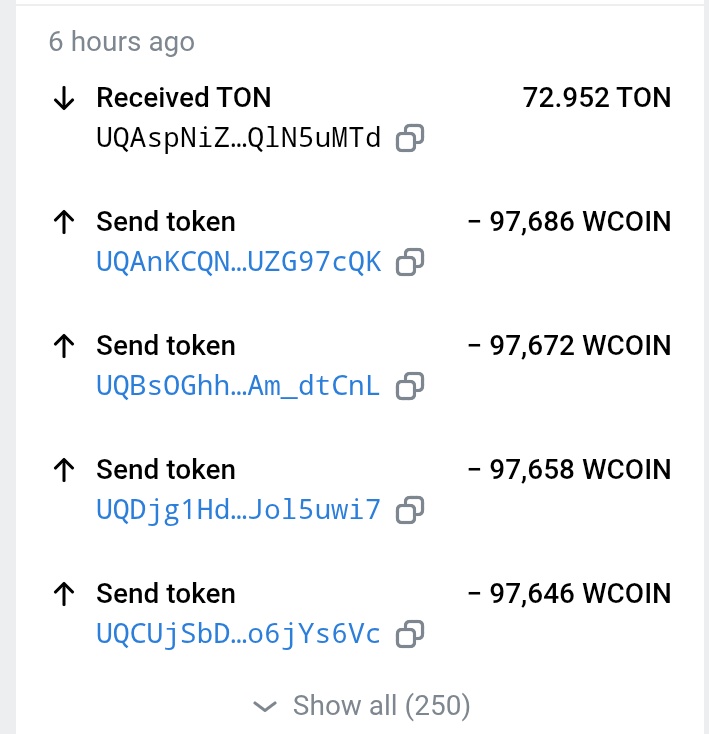 Tech_SalmanKhan's tweet image. 📉 Last $WCOIN transfer was 6 hours ago.
📦 Only 1,170 wallets have received the airdrop so far.
😕 I haven’t received mine yet either.
So don’t worry — let’s see what they say next. 👀⌛