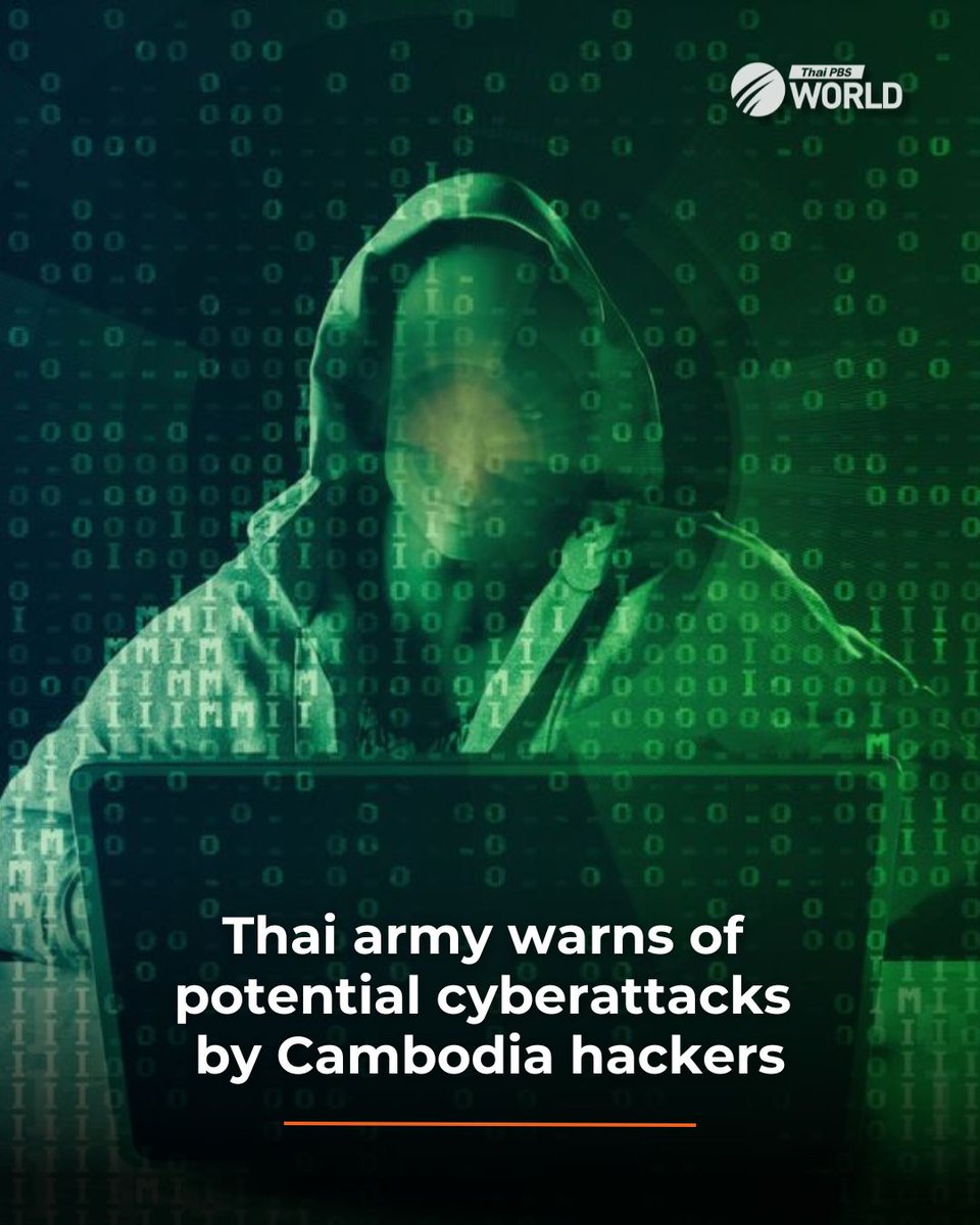 ThaiPBSWorld's tweet image. The operations centre of the Second Army Region has issued a warning of cyberattacks by hackers based in Cambodia, with an intention to disrupt both government and private sector information systems in Thailand.

The centre is urging all sectors to prepare defences against the…