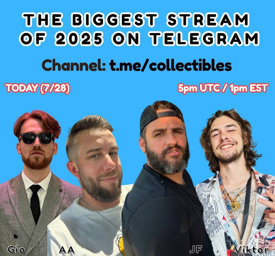 Giooton's tweet image. It’s official now, and I still can’t believe it.
First stream with @jfx Today at 5pm UTC only on Telegram, in the @ collectibles channel.
If you don’t know jf:
He’s the guy who owned the @NFT pages on X and Instagram (currently suspended).
He gifted the @ durov username to…
