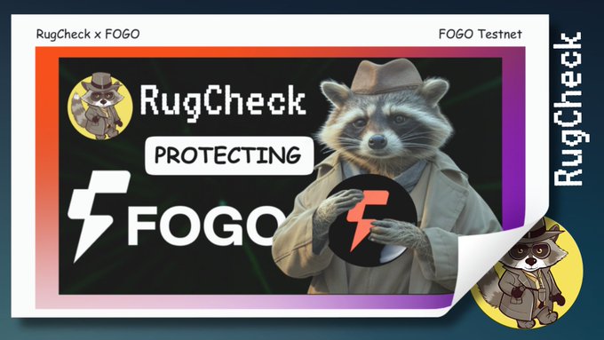 RugCheck protecting FOGO Testnet with a raccoon detective image