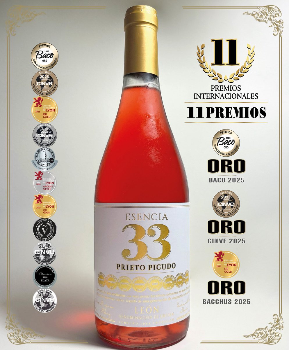 Esencia 33 Rosado, Prieto Picudo. 
🏅11 Premios Internacionales. Uva autóctona Prieto Picudo, viñedos propios &gt; Meoriga.com