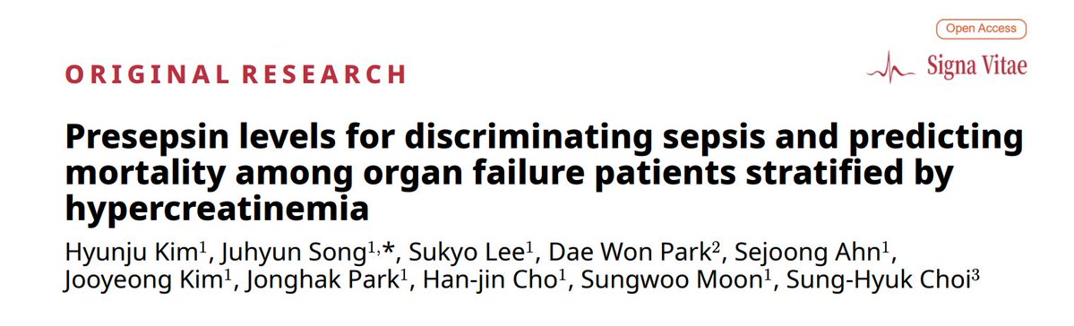 MRE_signavitae's tweet image. 🧪 Can presepsin guide sepsis diagnosis in patients with organ failure, even with kidney dysfunction?

🫘This study shows it can, with tailored cutoff values for hypercreatinemia

💡 Prognostic power beats CRP &amp;amp; rivals PCT

🔗signavitae.com/articles/10.22…

#Sepsis #EmergencyMedicine