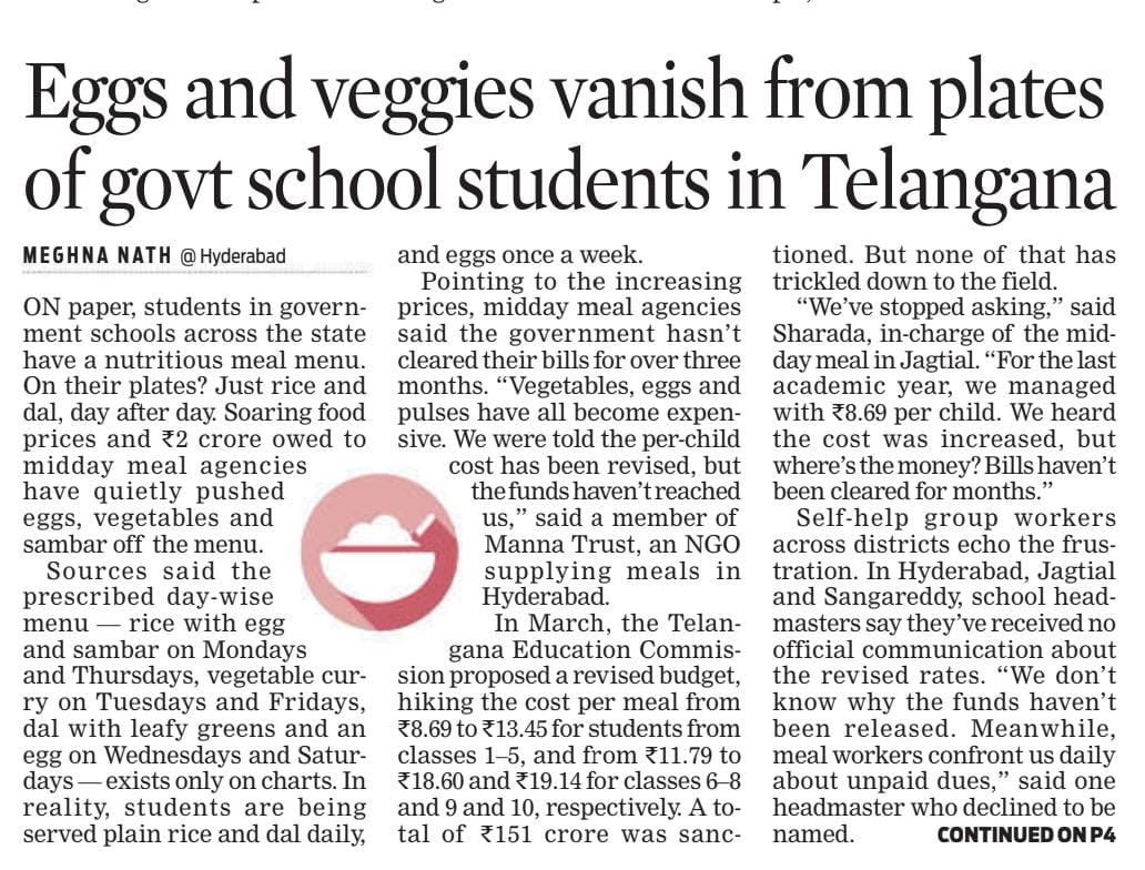 KTRBRS's tweet image. First you snatched away eggs from children&apos;s plates, now even vegetables are gone!

What a disgrace that someone like you, Revanth, is the Education Minister of this state

Midday meal in-charges have stopped submitting bills altogether, because they no longer trust your…