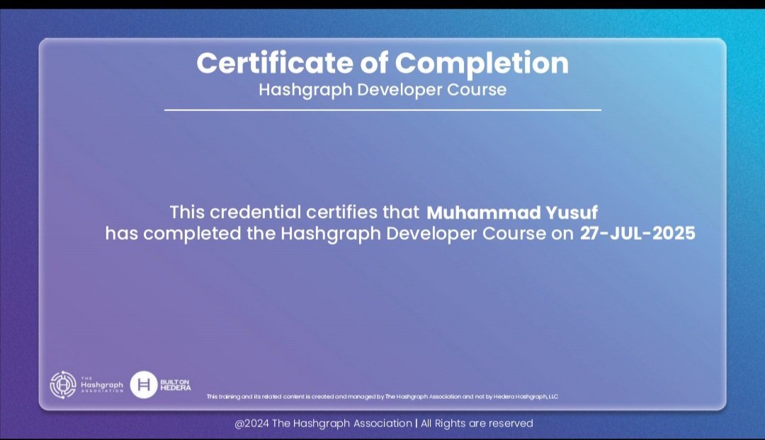 Muhammad1955292's tweet image. I just got certified on the Hedera Network.

Thank you @cr8tivesonchain @DarBlockchain @hedera and @kudiegomoney for this amazing opportunity.

Can&apos;t wait to see the great projects that can be built on the network.