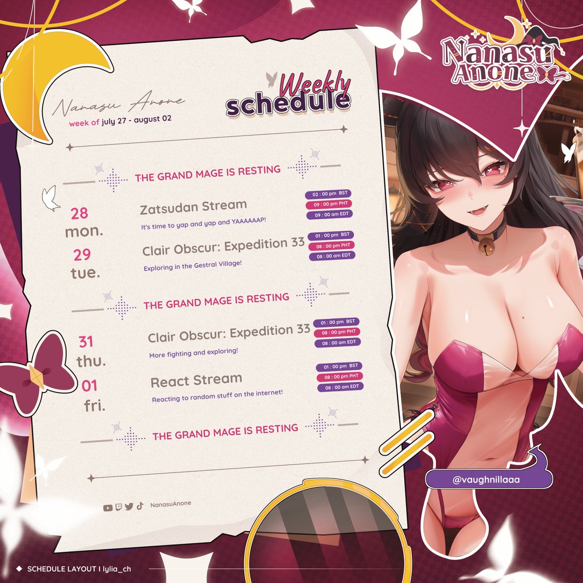 NanasuAnone's tweet image. ๐ . โฎ ๐ฆ๐๐๐๐๐จ ๐ข๐๐๐๐๐ค๐๐.แ ึน โ ๊ฑ
๐
: July 27 - August 02, 2025 โก
โ๏ธ: barsama.biz@gmail.com
๐: nanasuanone.carrd.co (All socials, reference sheet, tags, and more!)