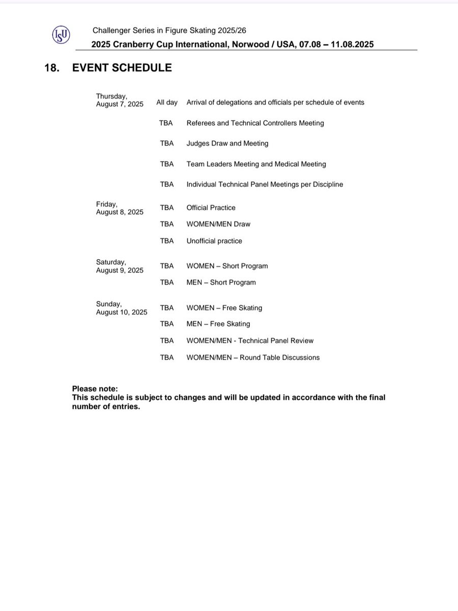 챌린저 크랜베리컵 일정(시차 13시간)
시니어 여싱: 김민채 신지아
시니어 남싱: 임주헌 이재근