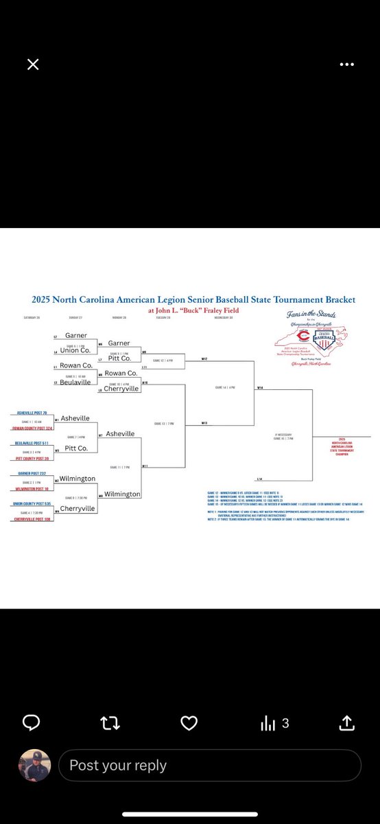 Day 3 here at the North Carolina American Legion State Tournament.
<a href="/RowanLegionBall/">RowanCountyLegion</a>