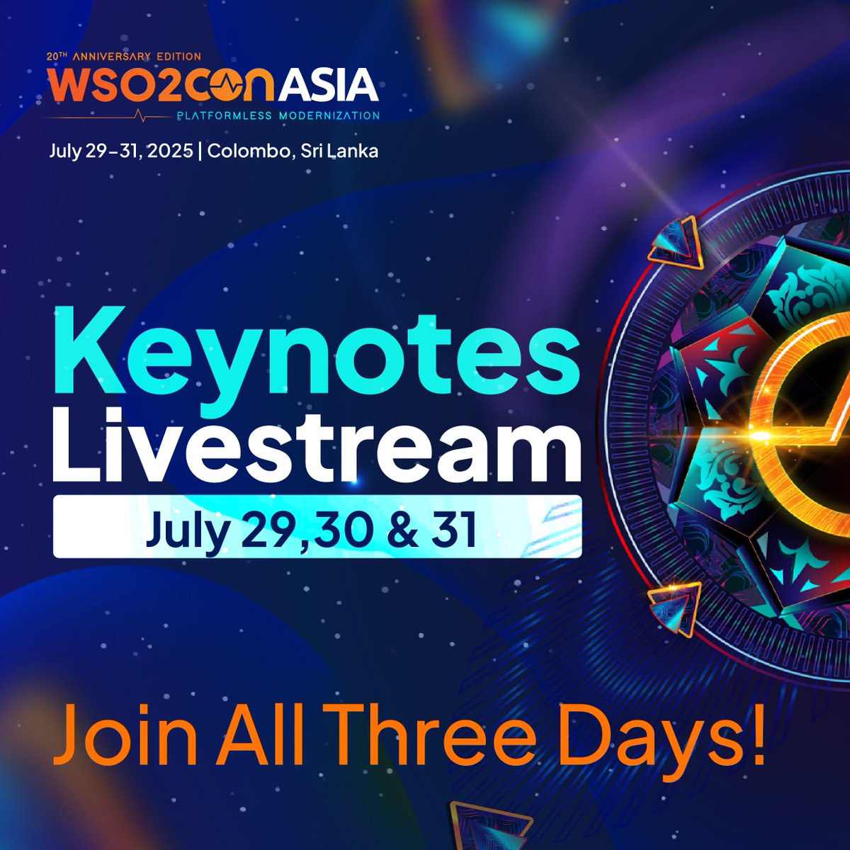 Big news! We're livestreaming WSO2Con Asia 2025 keynotes across all 3 days (July 29-31). Here’s your chance to gain insights from industry leaders and visionaries. Tune in live:  youtube.com/playlist?list=…