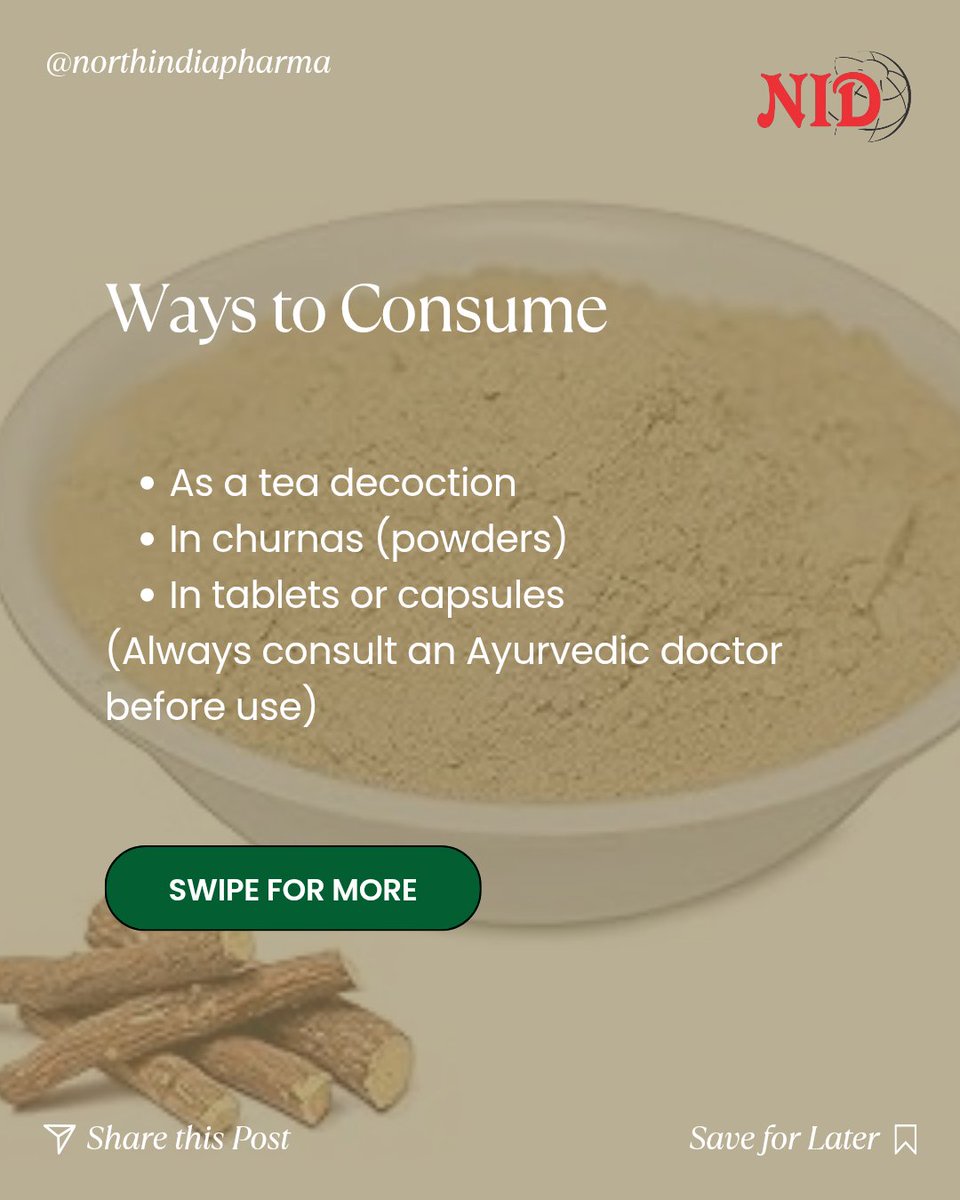 NidSocialm42226's tweet image. Known for its sweet taste and powerful healing properties, Mulethi supports respiratory health, boosts immunity, and soothes digestion — naturally.

✨ Pure. Potent. Ayurvedic.
Only at North India Pharma.

#HerbOfTheWeek #Mulethi #LicoriceRoot #AyurvedaHealing #NorthIndiaPharma