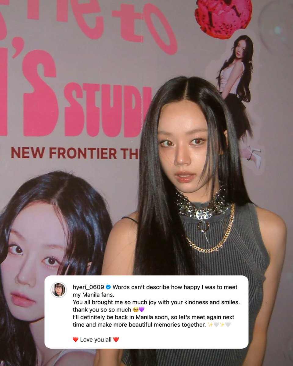 psngayondigital's tweet photo. ‘LET’S MEET AGAIN NEXT TIME’ 🤗🩷

South Korean actress na si Lee Hyeri, nag-alay ng mensahe sa kanyang mga Filipino fans matapos ang kanyang “Welcome to HYERI’s Studio” fan meet na ginanap sa New Frontier Theater nitong Sabado, July 26. https://t.co/CC2GmHwlRV