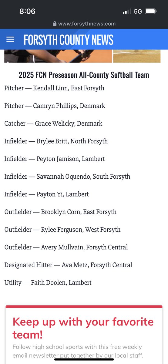 Honored to be apart of the 2025 Preseason All-County Softball team!!
