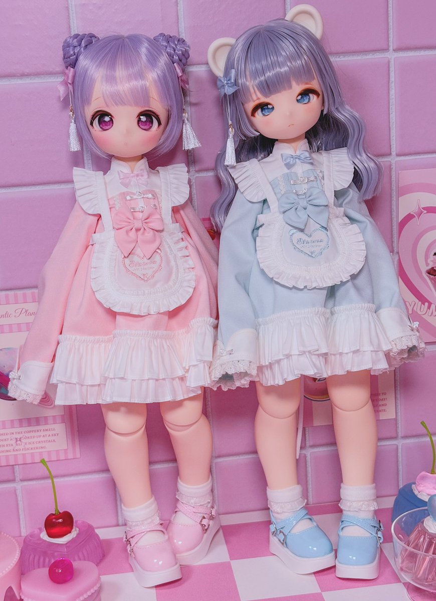 puka_ssr's tweet image. お揃いチャイナ🐼
#おねむ王国 #DaDaっ子 #Chiki_Cookie 
 #puyoodoll