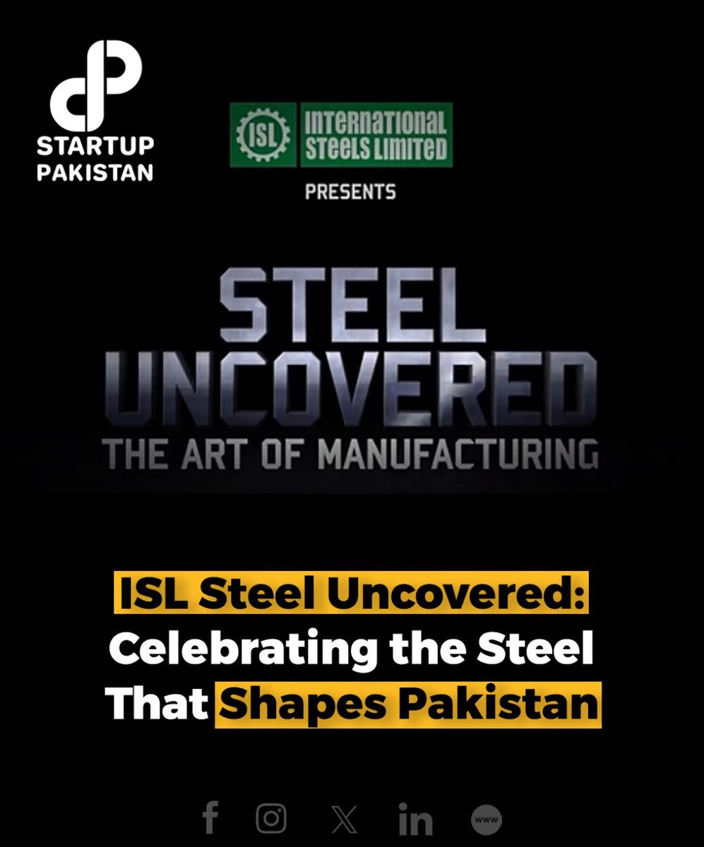 PakStartup's tweet image. International Steels Limited (ISL), Pakistan’s famous producer of flat steel, is taking significant steps to highlight the strength of local manufacturing through its original series “ISL Steel Uncovered.

Read More: startuppakistan.com.pk/isl-steel-unco…